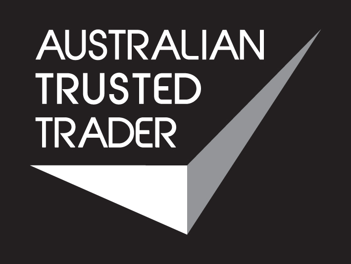 Australian Trusted Trader logo in black white and grey.